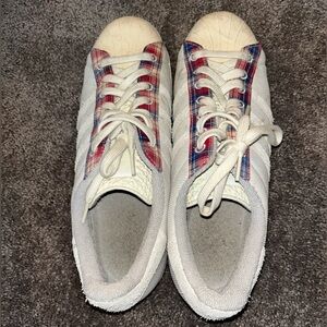 adidas White and Red Plaid Sneakers